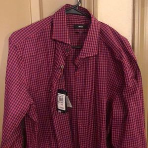 Hugo Boss Men’s Dress Shirt Long Sleeve Red Check